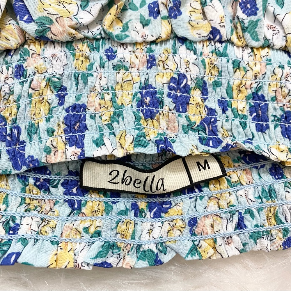 2BELLA Blue Floral Print Top - Picture 4 of 4